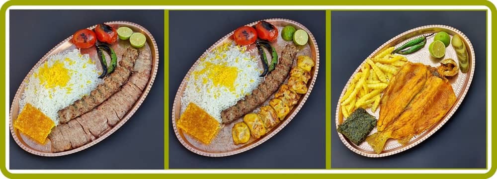 ماهی سرخ کرده چلو کباب وزیری چلو کباب سلطانی